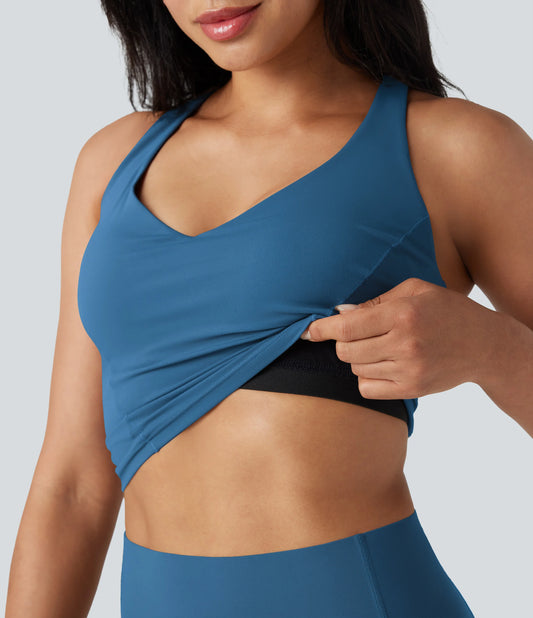 Halara UltraSculpt™ Deep V-neck Push-Up Crisscross Back 2-in-1 Yoga Tank Top
