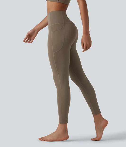 Halara UltraSculpt™ Ribbed High Waisted Tummy Control Yoga Leggings with Pockets