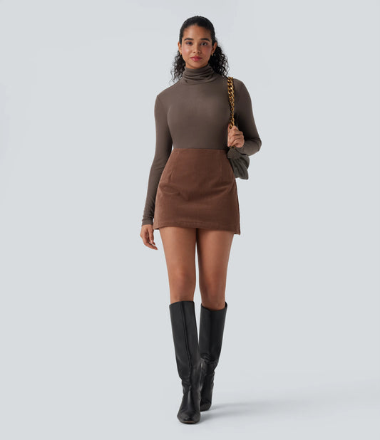High Neck Long Sleeve Casual Wool-Blend Top