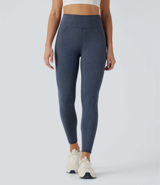 Halara UltraSculpt™ Denim Print High Waisted Tummy Control Butt Lifting Yoga Leggings with Pockets