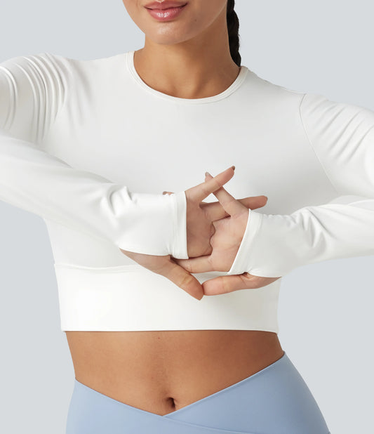 Backless Long Sleeve Thumb Holes InstantCool Quick Dry Yoga Sports Top-UPF50+