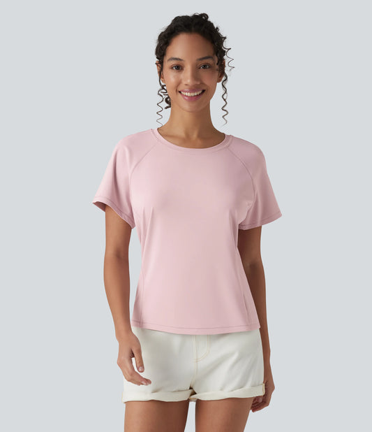 Round Neck Short Sleeve Casual T-Shirt with Pocket
