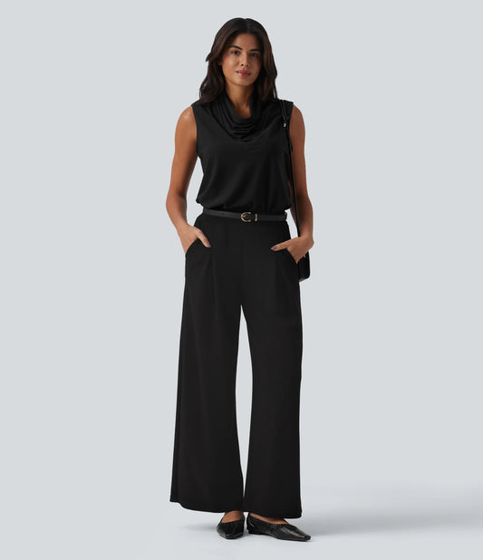 Cowl Neck Sleeveless Work Blouse