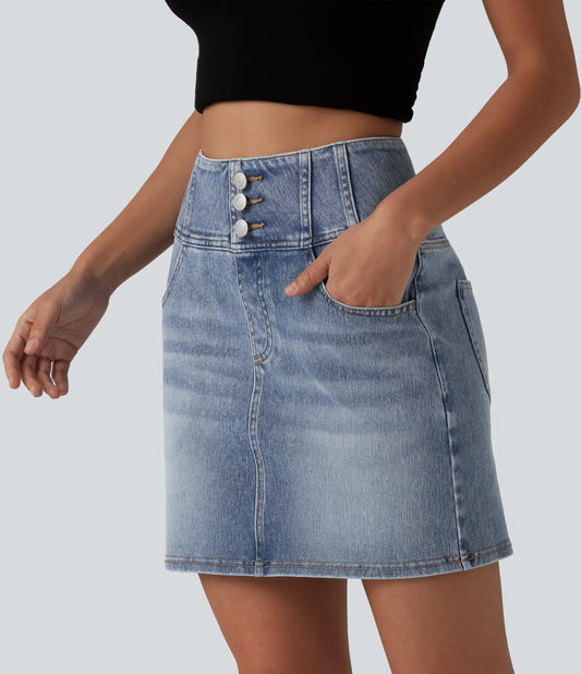 Halara Flex™ High Waisted Denim Mini Casual Skirt with Pockets