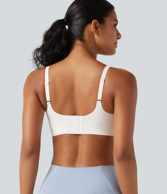 SoftlyZero™ Low Support Deep V Neck Non-Removable Pad Push Up Yoga Sports Bra-UPF50+