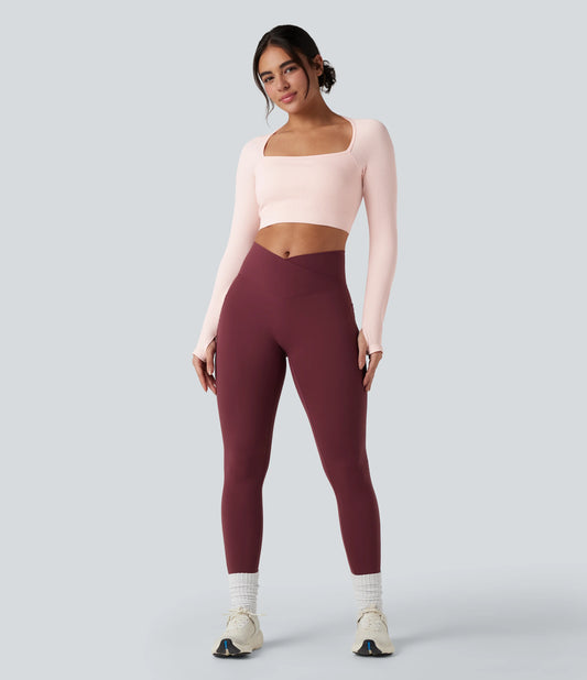Seamless Flow Long Sleeve Thumb Hole Cropped Yoga Sports Top