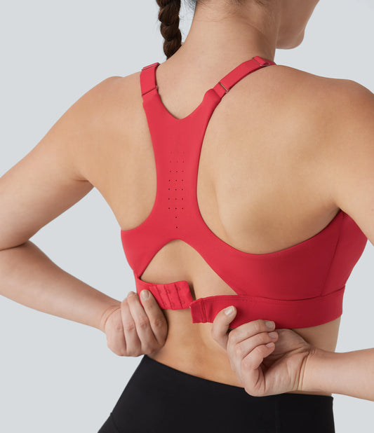 SpeedWave™ Medium Support Molded Cups Perforated Adjustable Hook Quick Dry Training Sports Bra DD-F Cups