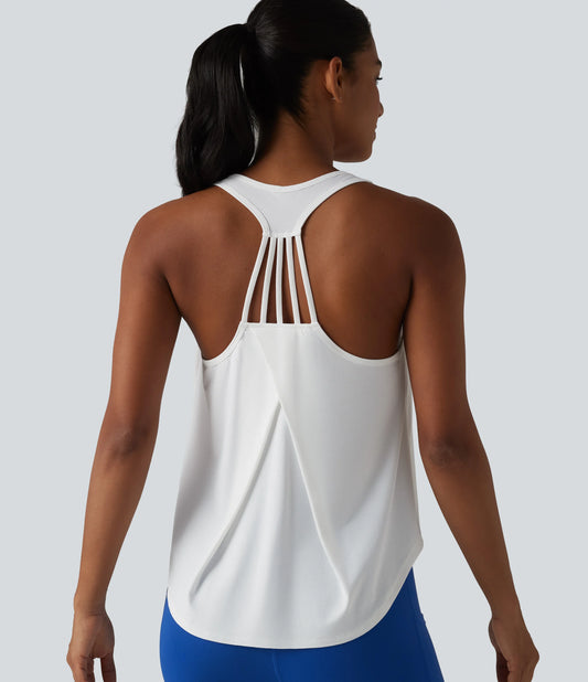 Racerback Crossover High-Low Curved Hem Yoga Tank Top
