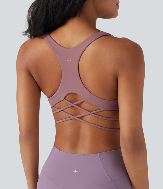 Light Support Racerback Crisscross Yoga Sports Bra