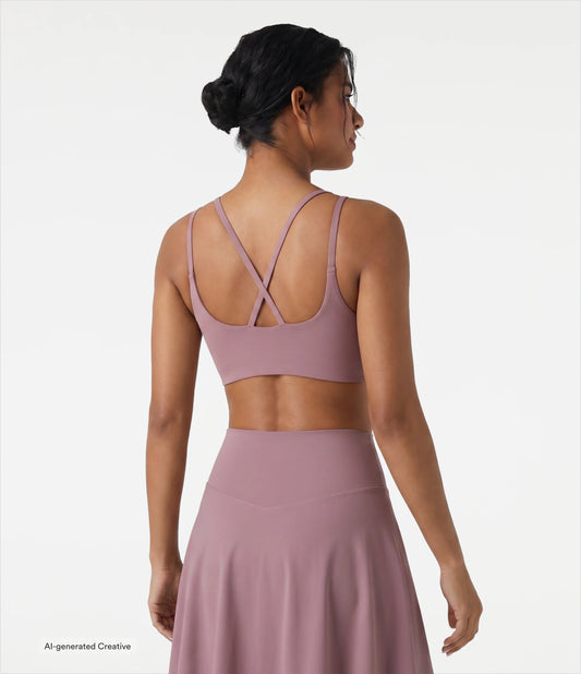 Low Support V Neck Built-in Bra InstantCool Quick Dry Yoga Sports Bra-UPF50+