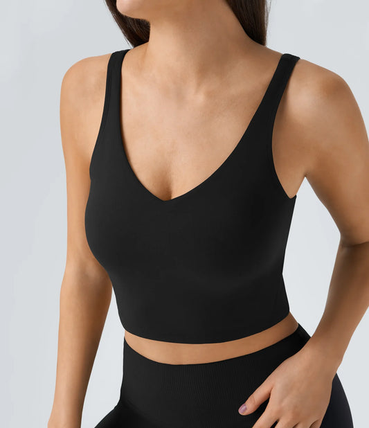 Padded V Neck Cropped Yoga Tank Top A-D Cups