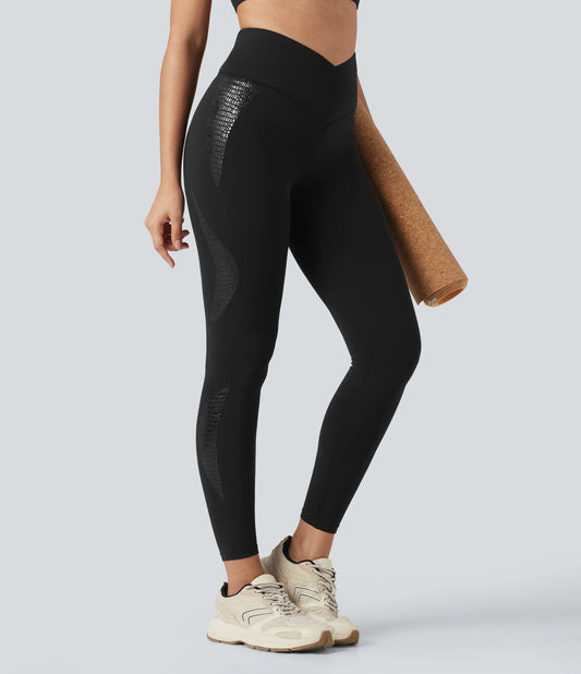 SoftlyZero™ Crossover High Waisted Yoga 7/8 Leggings with Pocket-UPF50+