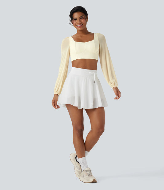 SoftlyZero™ Plush Long Sleeve Contrast Mesh Cropped Yoga Sports Top