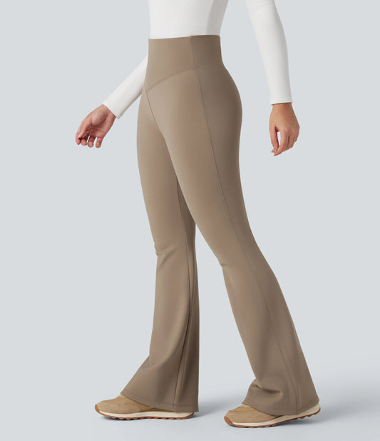 High Waisted Fleece Yoga Flare Leggings