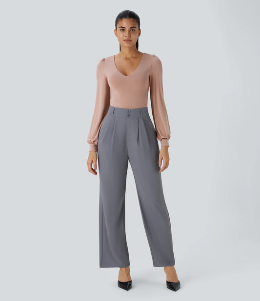 V Neck Long Sleeve Work Bodysuit