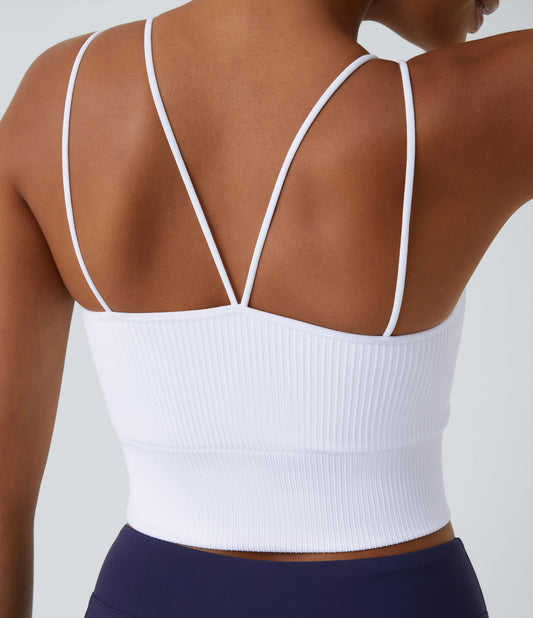 OneForm Seamless Flow Double Straps V Back Cropped Running Cami Top
