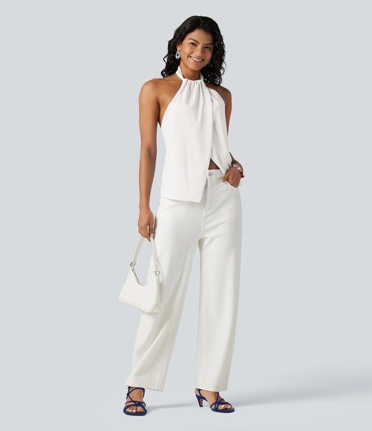Backless Tie-back Casual Halter Top