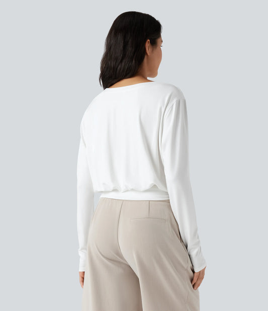 Scoop Neck Long Sleeve Casual T-Shirt