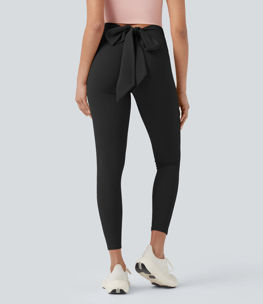SoftlyZero™ High Waisted Tie Back Ruched 7/8 Yoga Leggings-UPF50+