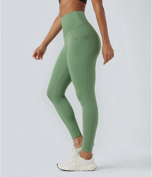 Halara UltraSculpt™ High Waisted Tummy Control Yoga 7/8 Leggings with Pockets