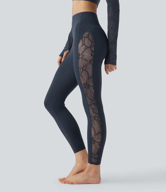 Halara UltraSculpt™ High Waisted Tummy Control Contrast Lace Yoga Leggings with Pocket