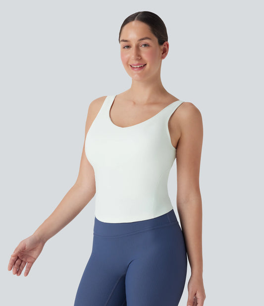 SoftlyZero™ Plush Padded V Neck Running Tank Top DD-F Cups