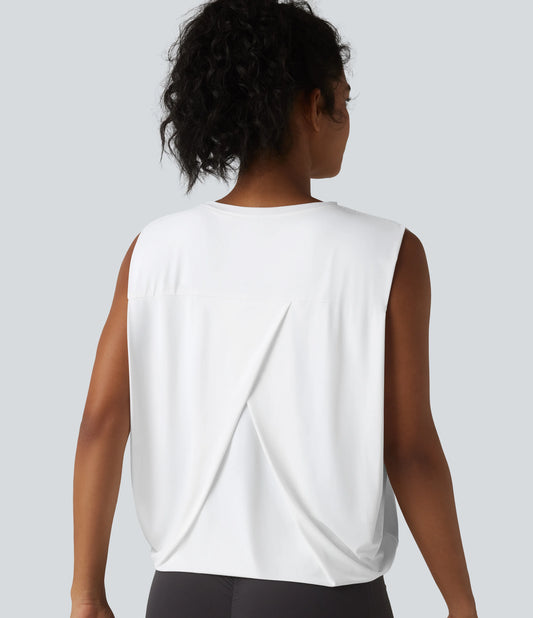 Round Neck Crossover InstantCool Yoga Tank Top-UPF50+