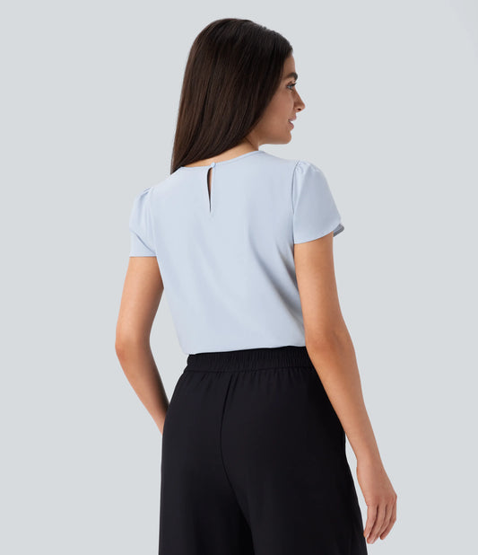 Breezeful™ Round Neck Short Sleeve Keyhole Back Quick Dry Work Top