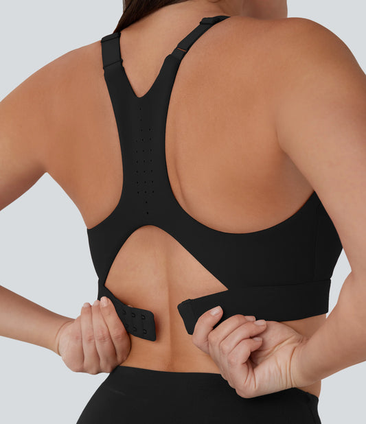 SpeedWave™ Medium Support Molded Cups Perforated Adjustable Hook Quick Dry Workout Sports Bra A-D Cups
