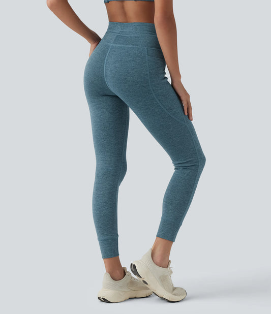 Halara UltraSculpt™ Heathered High Waisted Drawstring Quick Dry Yoga 7/8 Leggings with Pockets