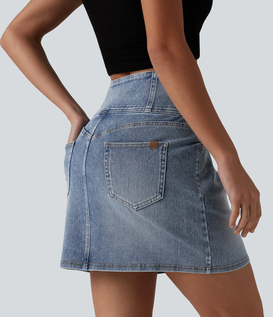 Halara Flex™ High Waisted Denim Mini Casual Skirt with Pockets