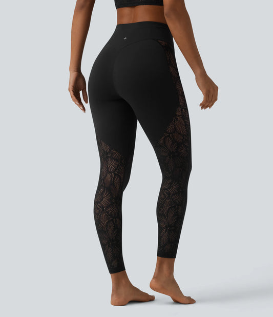 Halara UltraSculpt™ High Waisted Tummy Control Contrast Lace Yoga 7/8 Leggings with Pocket