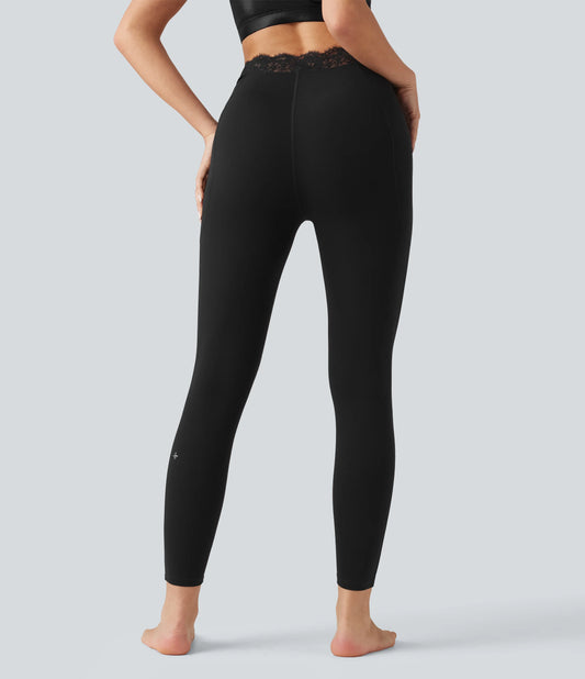 Halara UltraSculpt™ V-Shaped High Waisted Contrast Lace Yoga Leggings with Pockets
