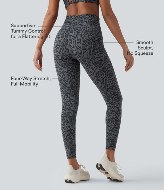 Halara UltraSculpt™ Leopard Print High Waisted Drawstring Yoga Leggings with Pockets
