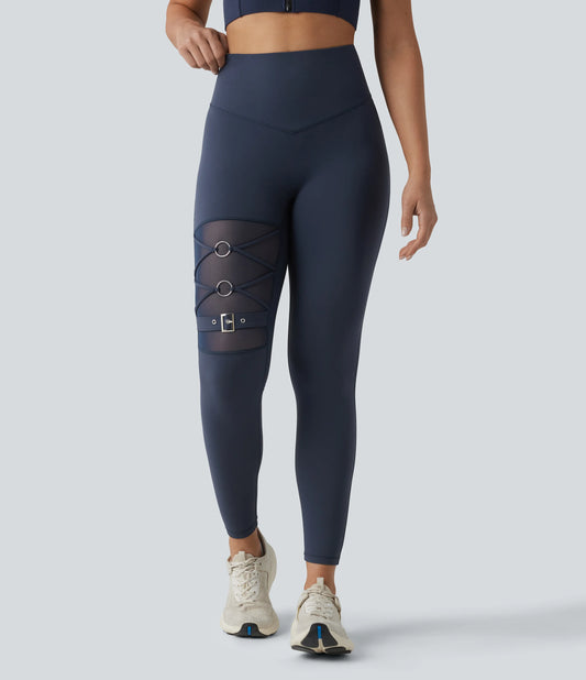 Halara UltraSculpt™ High Waisted Tummy Control Breathable Mesh Buckle Yoga 7/8 Leggings