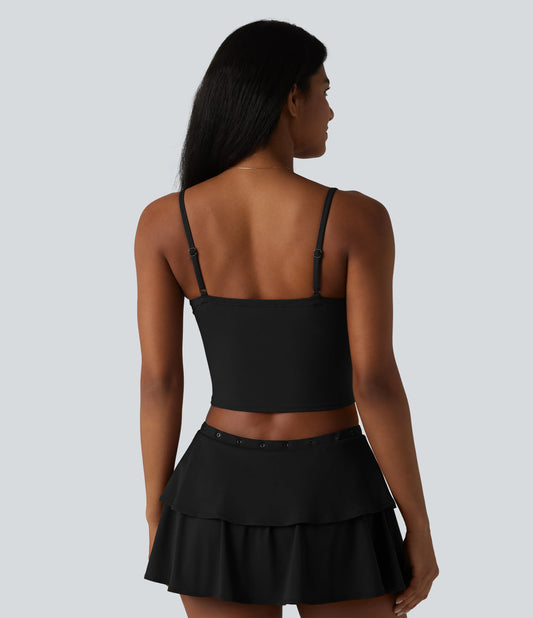 SoftlyZero™ Airy Adjustable Straps Eyelet Built-in Bra Cropped InstantCool Casual Tank Top