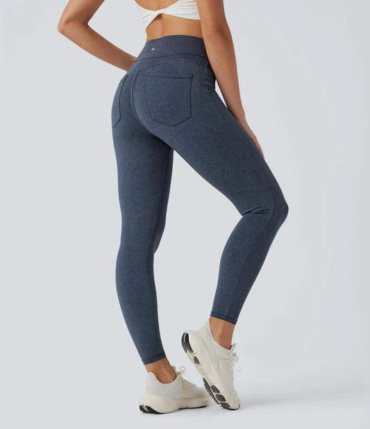 Halara UltraSculpt™ Denim Print High Waisted Tummy Control Butt Lifting Yoga Leggings with Pockets