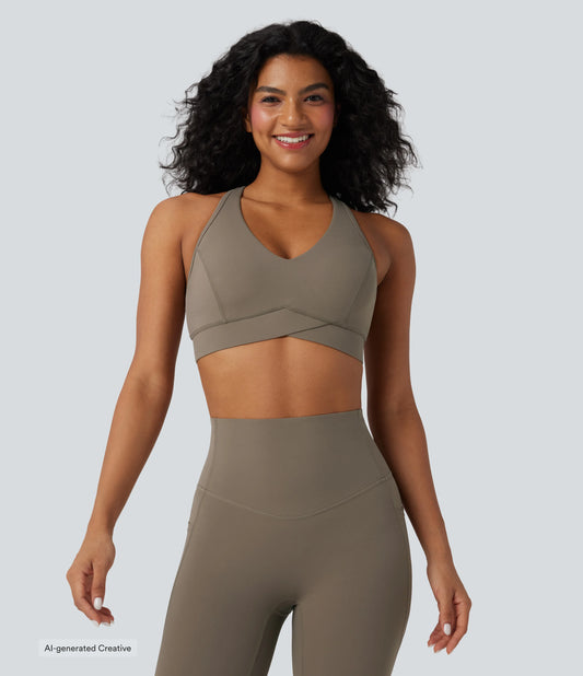 Halara UltraSculpt™ Medium Support V Neck Racerback Training Sports Bra