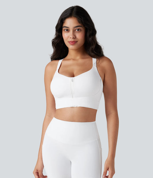 SpeedWave™ Medium Support Push Up Zipper Adjustable Buckle Quick Dry Running Sports Bra DD-F Cups