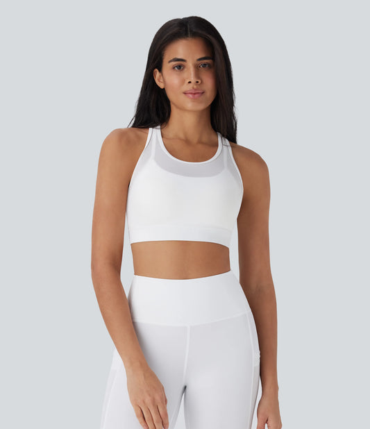 SpeedWave™ Medium Support Racerback Contrast Mesh Quick Dry Training Sports Bra A-D Cups