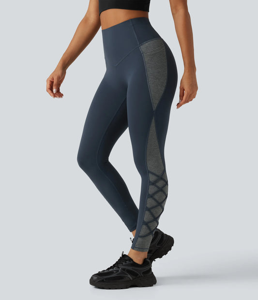 Halara UltraSculpt™ High Waisted Tummy Control Color Block Yoga Leggings with Pockets