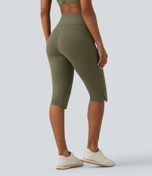 Halara UltraSculpt™ High Waisted Tummy Control Split Hem Pedal Pusher Slim Yoga Leggings with Pockets