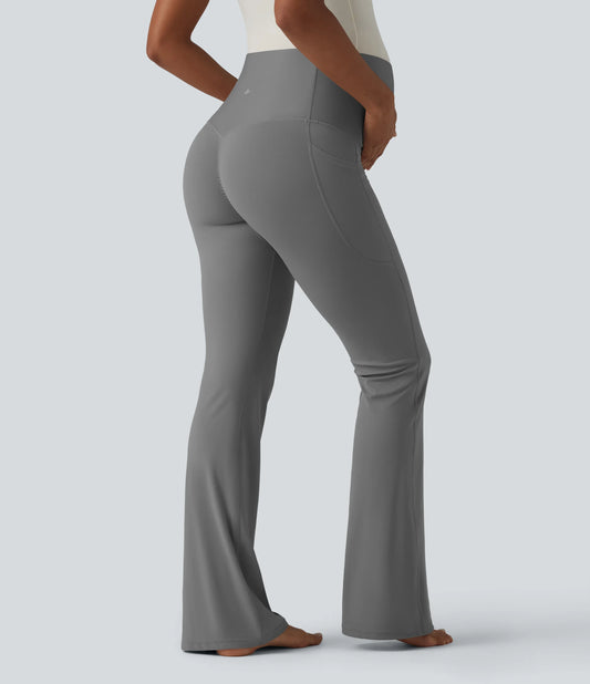 SoftlyZero™ Super High Waisted Flare Yoga Maternity Leggings with Pockets