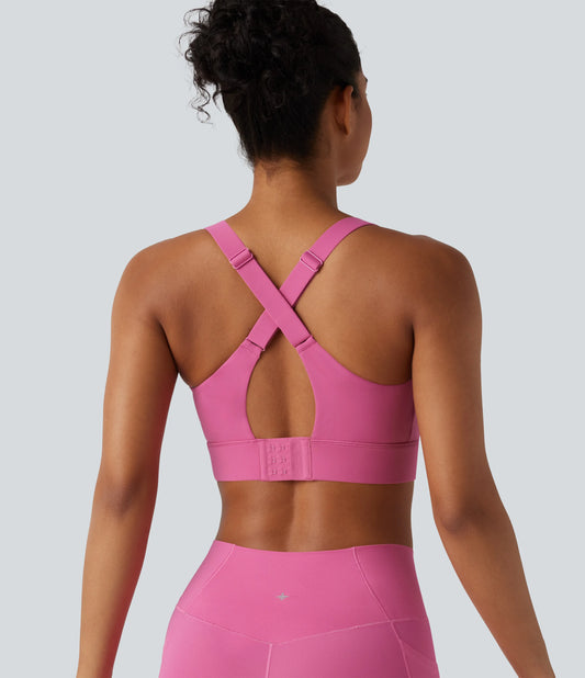 Halara UltraSculpt™ Medium Support V Neck Built-in Bra Training Sports Bra DD-F Cups
