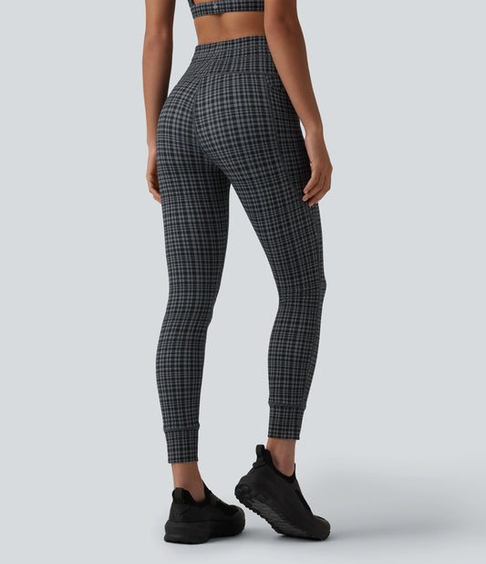 Halara UltraSculpt™ Check Plaid Print High Waisted Drawstring Yoga Leggings with Pockets