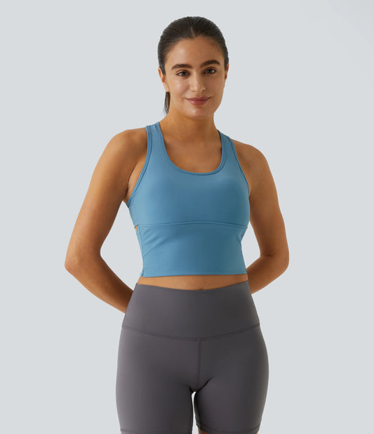 SoftlyZero™ Plush U Neck Racerback Cut Out Cropped Yoga Tank Top
