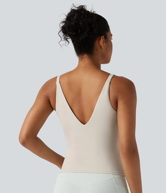 Underarm Smoothing V Back Built-in Bra Workout Tank Top