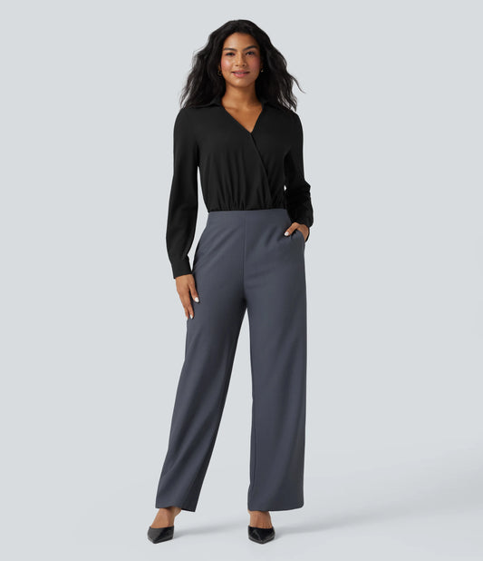 Breezeful™ V Neck Long Sleeve Quick Dry Work Shirt Bodysuit