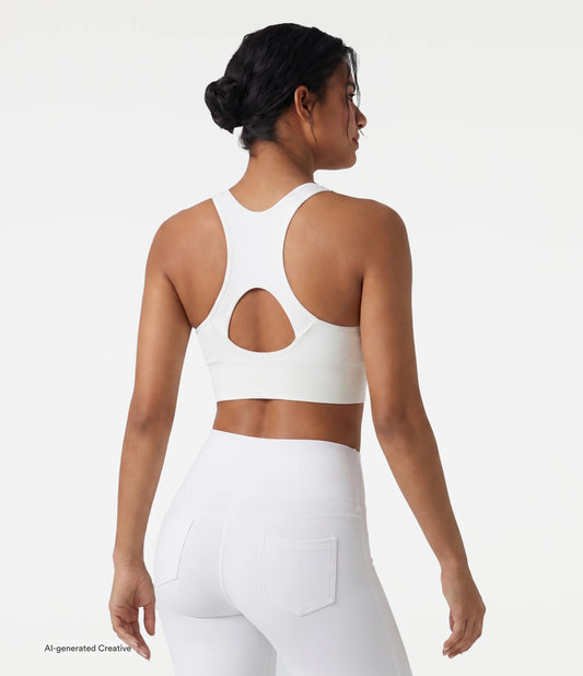 OneForm Seamless Flow Low Support Racerback Zip Fly Built-in Bra Yoga Sports Bra