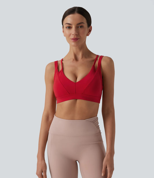 SoftlyZero™ Airy Low Support Double Straps Backless InstantCool Yoga Sports Bra-UPF50+